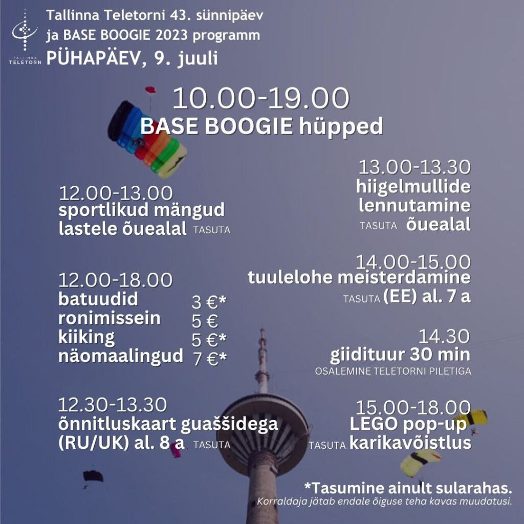 Tallinna Teletorni 43. sünnipäeva programm, 9. juuli